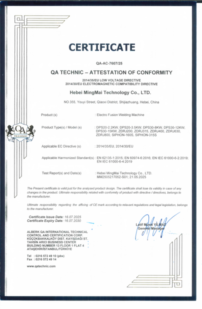 จีน Hebei Mingmai Technology Co.,Ltd รับรอง